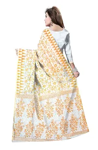 Avushanam Traditional Prints Jamdani Look Cotton Blend Saree With Blouse Piece (White) - D245-thumb1