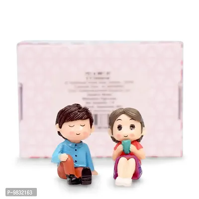iDream Relaxing Lovely Couple Resin Showpiece Miniatures Romantic Gifts for Boyfriend Girlfriend (Blue & Red)-thumb5
