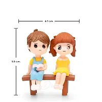 iDream Lovely Couple Resin Relaxing on Bench Showpiece Miniatures Romantic Gifts for Boyfriend Girlfriend Husband Wife (Grey & Pink)-thumb1