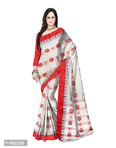 Avushanam Women's Tant Cotton Saree With Blouse Piece (SSEN-SAREE-273_White)-thumb0