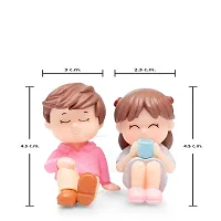 iDream Relaxing Lovely Couple Resin Showpiece Miniatures Romantic Gifts for Boyfriend Girlfriend Husband Wife (Pink & Blue)-thumb1