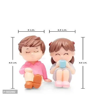 iDream Relaxing Lovely Couple Resin Showpiece Miniatures Romantic Gifts for Boyfriend Girlfriend Husband Wife (Pink & Blue)-thumb2