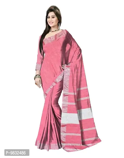 Avushanam Linen Look Khadi Saree With Blouse Piece (Pink) - D016