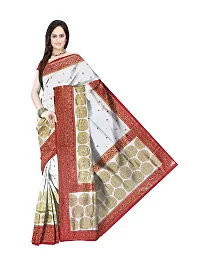 Avushanam Traditional Zari Work Raw Silk Saree With Blouse Piece (White) - D388-thumb2