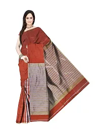 Avushanam Striped Woven Cotton Saree With Blouse Piece (Peach) - D109-thumb2