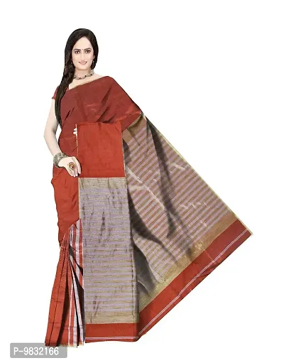 Avushanam Striped Woven Cotton Saree With Blouse Piece (Peach) - D109-thumb3