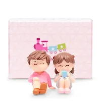 iDream Relaxing Lovely Couple Resin Showpiece Miniatures Romantic Gifts for Boyfriend Girlfriend Husband Wife (Pink & Blue)-thumb2