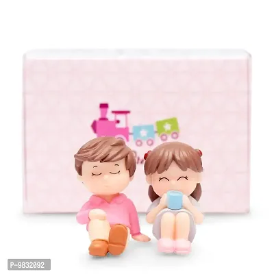 iDream Relaxing Lovely Couple Resin Showpiece Miniatures Romantic Gifts for Boyfriend Girlfriend Husband Wife (Pink & Blue)-thumb3