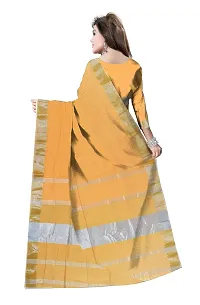 Avushanam Linen Look Khadi Saree With Blouse Piece (Yellow) - D013-thumb1
