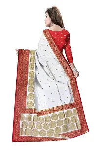 Avushanam Traditional Zari Work Raw Silk Saree With Blouse Piece (White) - D388-thumb1