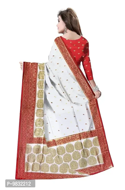 Avushanam Traditional Zari Work Raw Silk Saree With Blouse Piece (White) - D388-thumb2