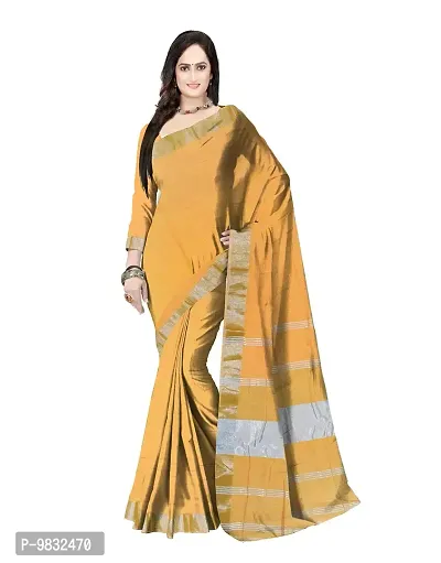 Avushanam Linen Look Khadi Saree With Blouse Piece (Yellow) - D013-thumb0