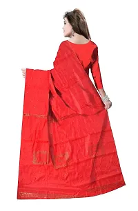 Avushanam Sequins Woven Cotton Blend Saree With Blouse Piece (Red) - D170-thumb1