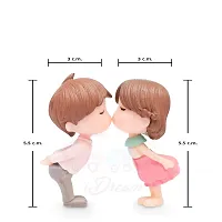 iDream Adorable Couple Resin Showpiece Miniatures Romantic Gifts for Boyfriend Girlfriend Husband Wife (White & Pink)-thumb1