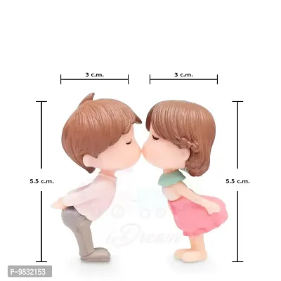 iDream Adorable Couple Resin Showpiece Miniatures Romantic Gifts for Boyfriend Girlfriend Husband Wife (White & Pink)-thumb2