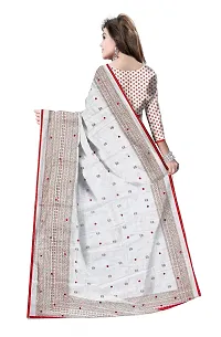 Avushanam Women's Woven Linen Saree With Blouse Piece (SSEN-SAREE-258_White)-thumb1