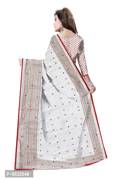 Avushanam Women's Woven Linen Saree With Blouse Piece (SSEN-SAREE-258_White)-thumb2