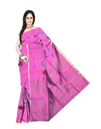 Avushanam Floral Motif Print Cotton Blend Saree With Blouse Piece (Magenta) - D252-thumb2