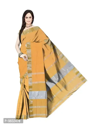 Avushanam Linen Look Khadi Saree With Blouse Piece (Yellow) - D013-thumb3