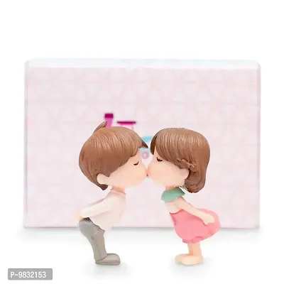 iDream Adorable Couple Resin Showpiece Miniatures Romantic Gifts for Boyfriend Girlfriend Husband Wife (White & Pink)-thumb3