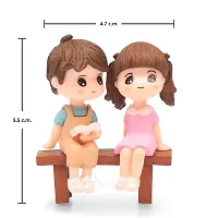 iDream Lovely Couple Resin Relaxing on Bench Showpiece Miniatures Romantic Gifts for Boyfriend Girlfriend Husband Wife (Blue & Yellow)-thumb1