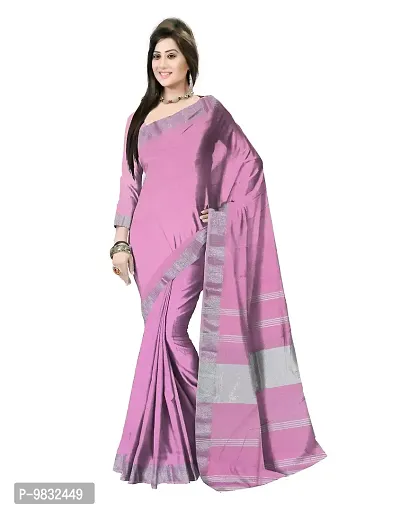 Avushanam Linen Look Khadi Saree With Blouse Piece (Pink) - D017