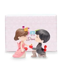 iDream Cute Couple Proposing Guy Resin Showpiece Couple Miniatures Valentines Gifts for Girlfriend (Grey & Pink)-thumb2