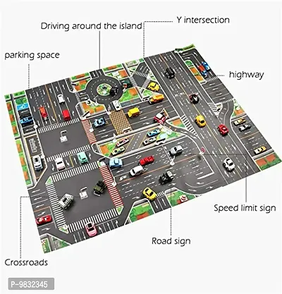 iDream Kids Large City Map with Traffic Signs Waterproof Non-Woven Play Mat (Multicolor)-thumb5