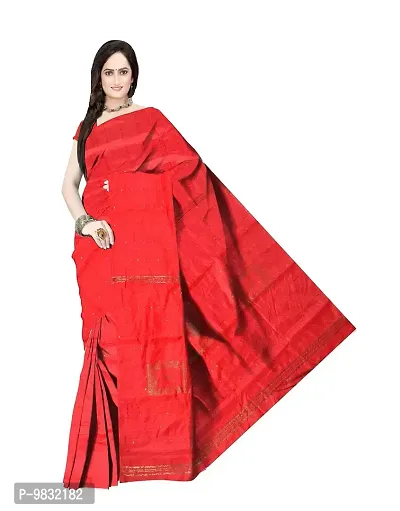 Avushanam Sequins Woven Cotton Blend Saree With Blouse Piece (Red) - D170-thumb3