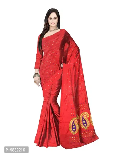 Avushanam Hazar Buti Jamdani Work Woven Cotton Saree With Blouse Piece (Red) - D025-thumb0