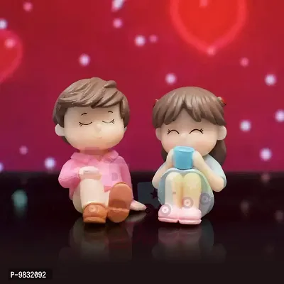 iDream Relaxing Lovely Couple Resin Showpiece Miniatures Romantic Gifts for Boyfriend Girlfriend Husband Wife (Pink & Blue)-thumb5