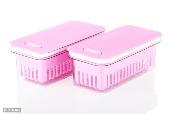 Nivido Enterprise? Airtight BPA-Free Plastic Food Rectangular Storage Containers For Pantry  Kitchen Storage | Fridge Storage  Freezer Safe Boxes With Leak-Proof Lids (1500 ML, Pack of 2, Colour - Pink)-thumb2