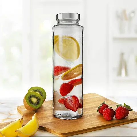 LVOOK Glass Made Refrigerator Assorted Bottle- 1 Liter ( Pack Of 6 )