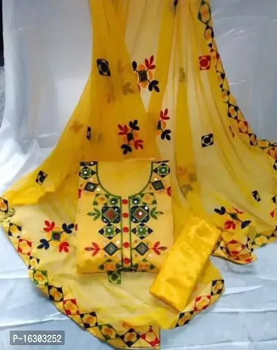 Elegant Yellow Modal  Dress Material with Dupatta For Women-thumb0