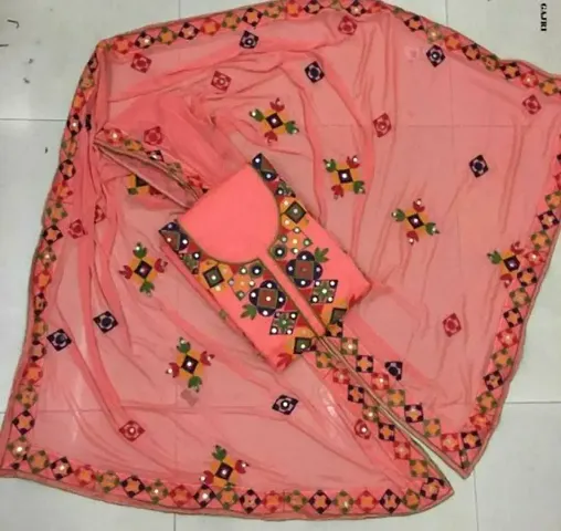 Aari Work Chanderi Cotton Dress Material