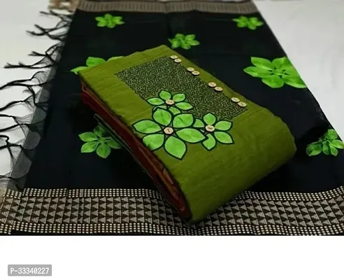 Elegant Green Cotton Slub Embroidered Dress Material with Dupatta For Women and Girls-thumb0