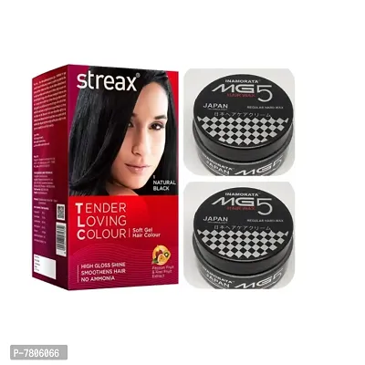 Soft gel hair colour natural black pack 1 with hair wax mg5 pack of 2