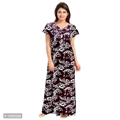 Paridhaan Hub Womens Printed Cotton Maxi Nighty Gown-thumb0