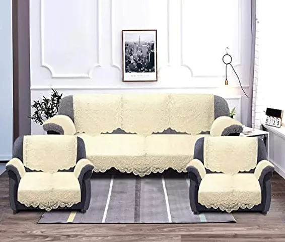 JP Enterprises Cotton 5 Seater Sofa Cover Set|Premium Cotton & Geometric Design|6 Pieces Arms Cover Included| Pack of 16