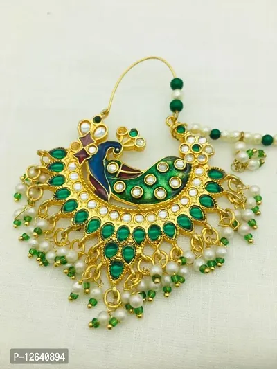Rajasthani Big Nose Nath Peacock-thumb3