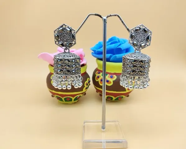 Long Navratri special Oxidised Earrings