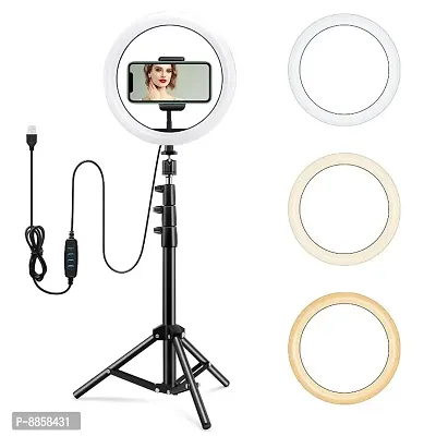 Upgraded Ring Light with Remote and Cell Phone Holder Stand 3 Light Modes 10-Level Brightness 360deg; Rotating