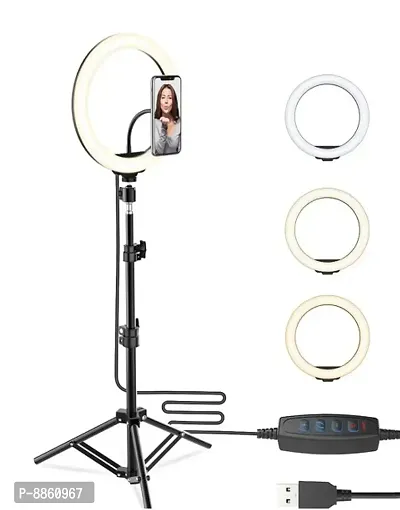 Sonvi Selfie Ring Light, LED Light Ring with Stand, Circle Light for Makeup/Live Stream, Desktop Camera LED Ringlight with Tripod and Phone Holder Ring Lights for Photography/YouTube/Video Recording/-thumb0
