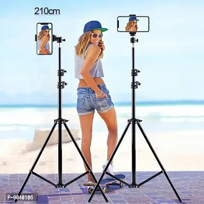 S strong Metal mobile phone tripod/camera stand,beauty ring fill light stand, photography umbrella ,selfie video recording [2.1 meters tripod] with mobile holder clip Tripod