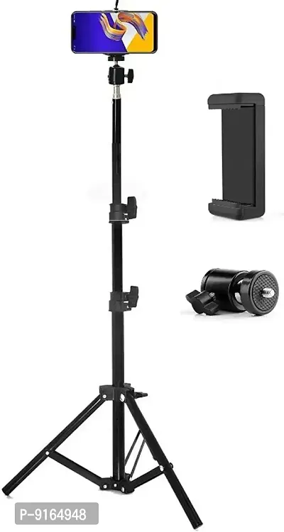 7Feet Big Tripod Stand for Phone and Camera Adjustable Aluminium Alloy Big Tripod Stand Holder, Photo/Video Shoot, TIK Tok/YouTube Videos with Mobile Clip Holder Bracket-thumb0