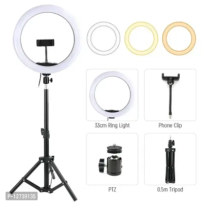 Sonvi Foldable Tripod with Remote, Sonvi Dimmable 3-Modes LED Ring Light with Tabletop Stand with Ball-Head for Making up, Tiktok Videos