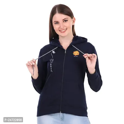 Stylish Front-Open Self Pattern Fleece Sweatshirts For Women-thumb0
