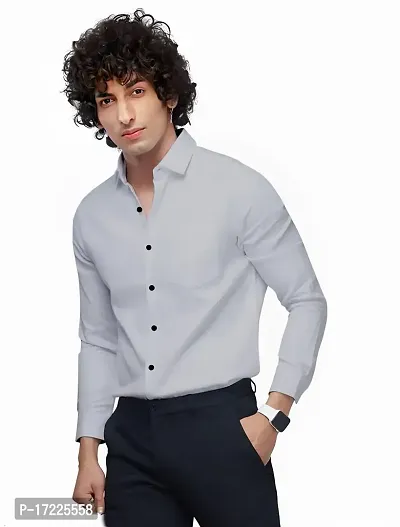 Grey plain Formal shirt for men