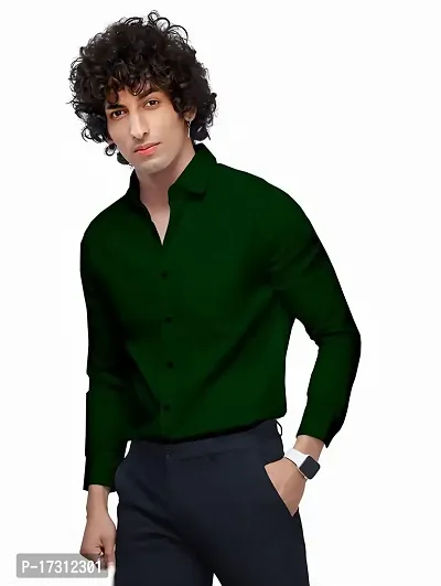 Green formal shirts for men