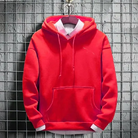 Trendy Fleece Solid Hooded Sweatshirts for Men